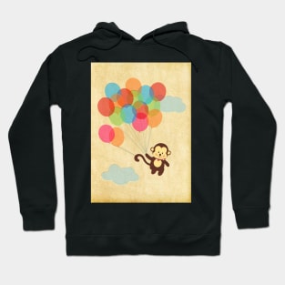 Adorable Monkey Flying Away with Balloons Hoodie